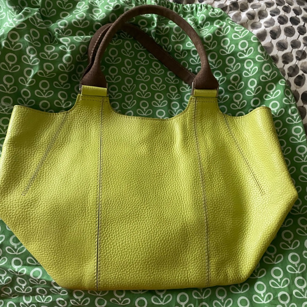 Boden leather with canvas handle dump tote bag